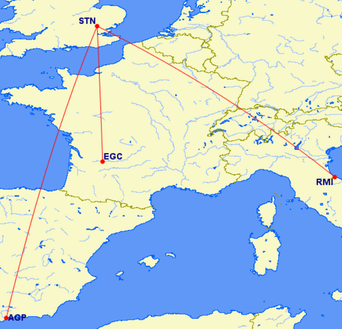 Ryanair route map