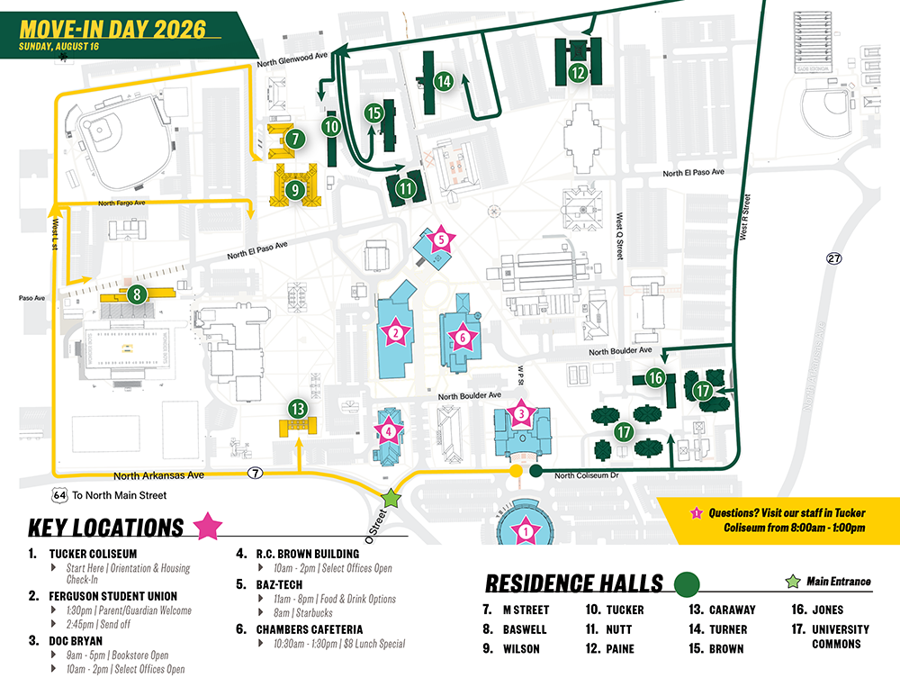 Arkansas Tech Publishes Map for Move-In Day 2026 Arkansas Tech Publishes Map for Move-In Day 2026