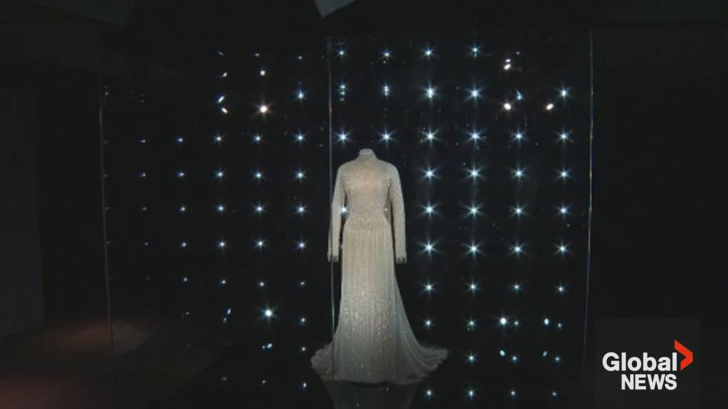 Click to play video: 'Dior gown worn by Celine Dion at 2024 Paris Olympics on display in Montreal'