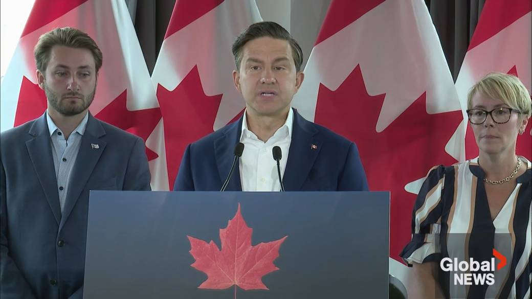 Click to play video: 'Poilievre calls on Carney to cancel September gas tax hike'
