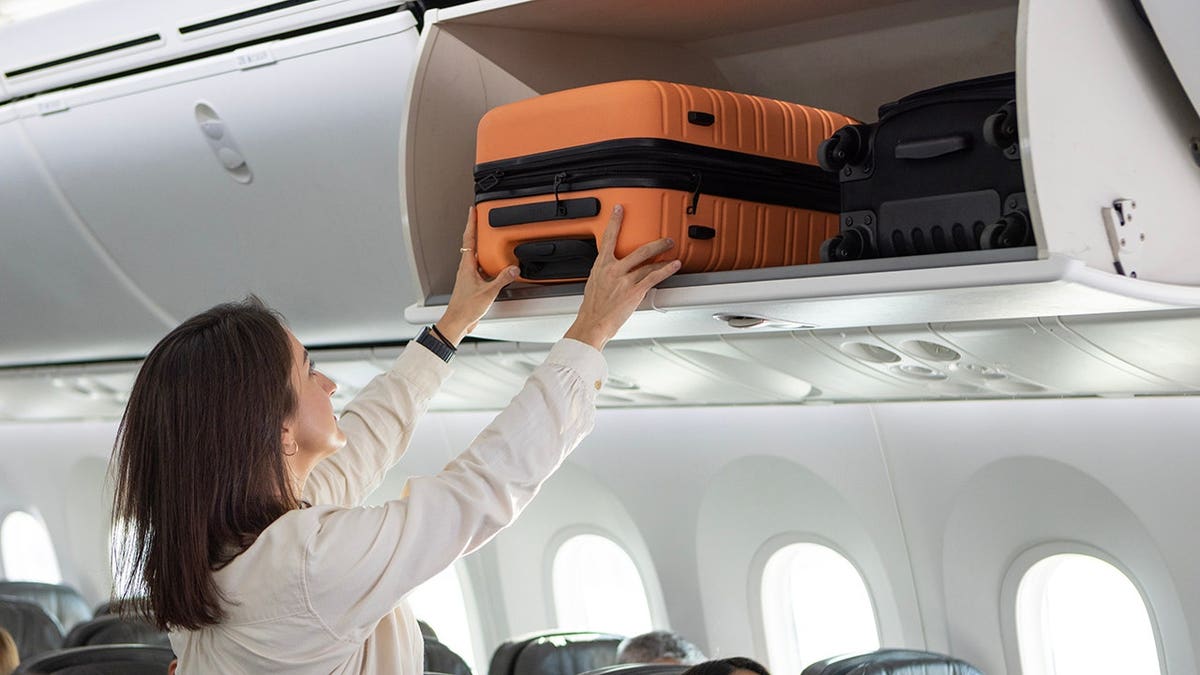 Overhead bin on plane