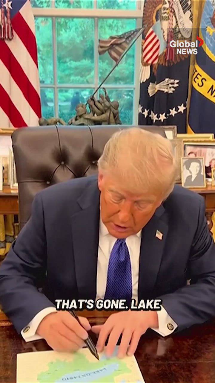 Click to play video: '‘Lake Ontario, that’s gone’: Trump says ‘a good pen and some intelligence’ enough to change lake’s name'