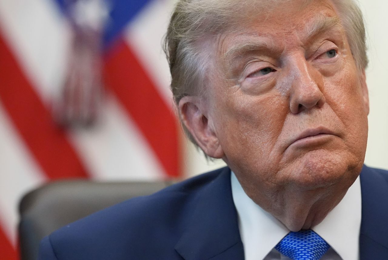 US President Donald Trump in the Oval Office of the White House, on August 10.