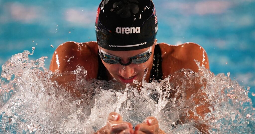 Swimmer Kate Douglass sets 50-meter freestyle world record in Pan Pacific prelims Swimmer Kate Douglass sets 50-meter freestyle world record in Pan Pacific prelims