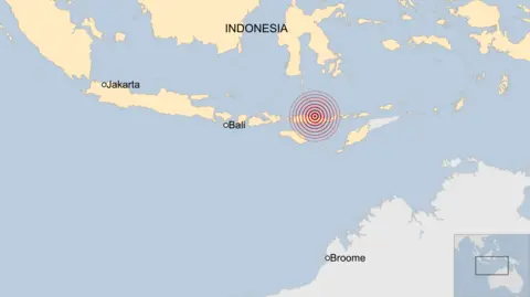 A map showing the location of the Indonesian earthquake