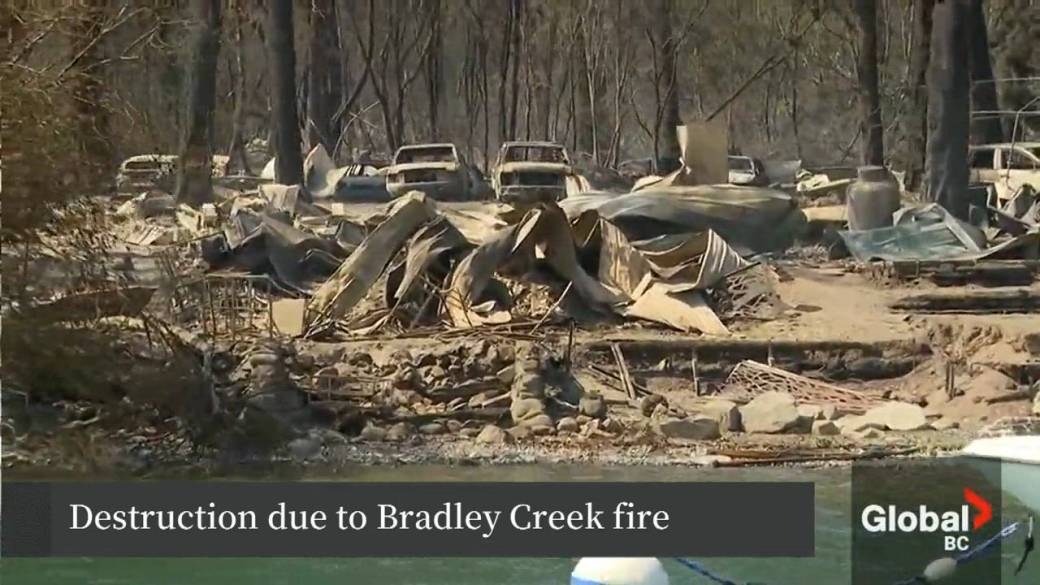 Click to play video: 'Destruction from the Bradley Creek wildfire'