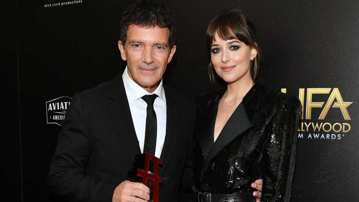 Dakota Johnson and Antonio Banderas at the Hollywood Film Awards in Beverly Hills in November 2019