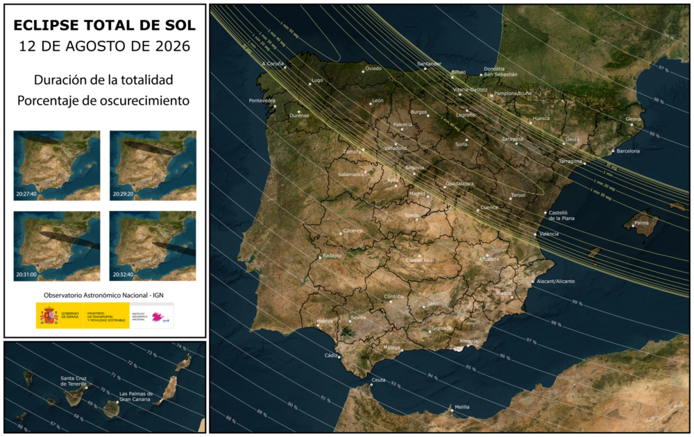 The path of the solar eclipse over Spain