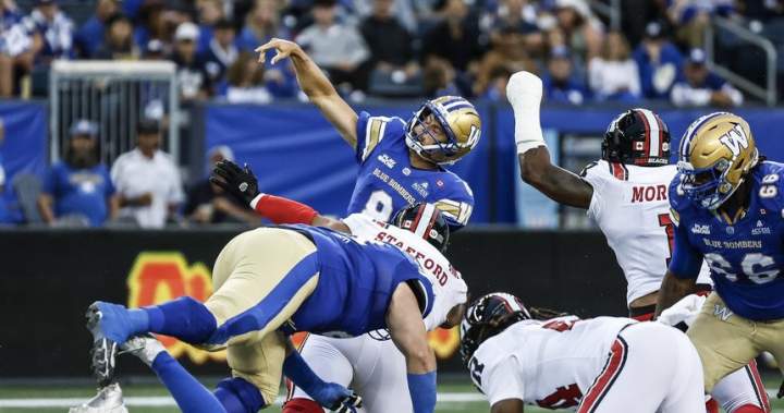 Blue Bombers roll past winless Redblacks 33-21 Blue Bombers roll past winless Redblacks 33-21