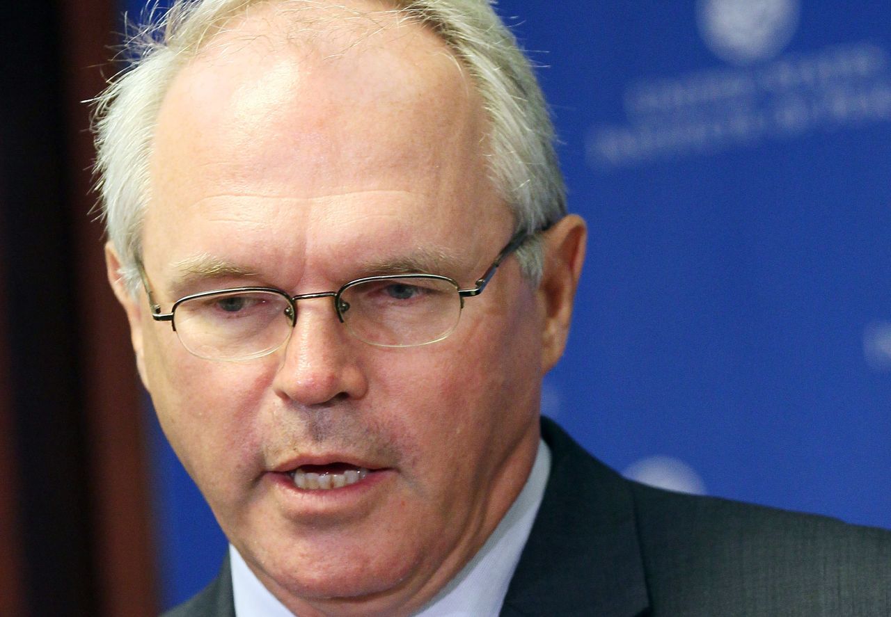 Then US Ambassador to Iraq Christopher Hill speaks at the United States Institute of Peace on August 18, 2010.