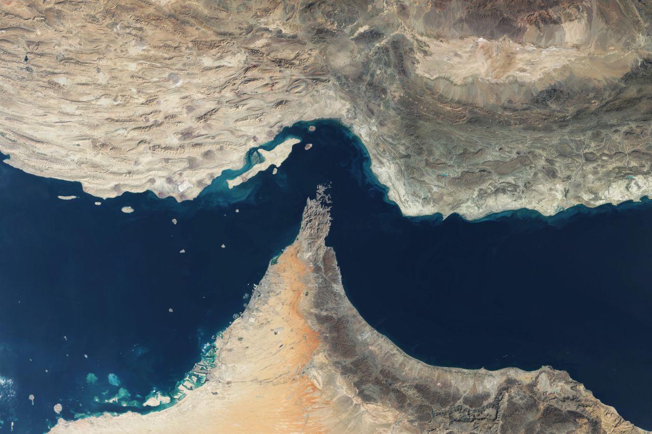 A satellite view of the Strait of Hormuz on January 11, 2025.
