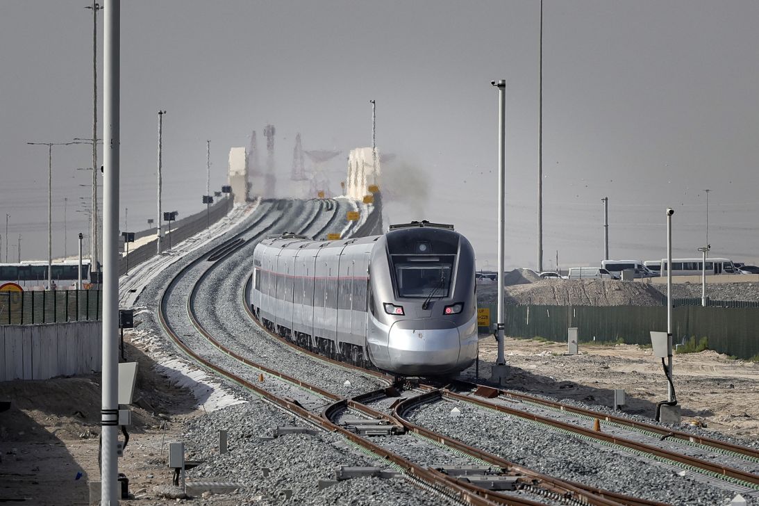 The UAE's first passenger train, Etihad Rail, on its inaugural journey on June 30, 2026.
