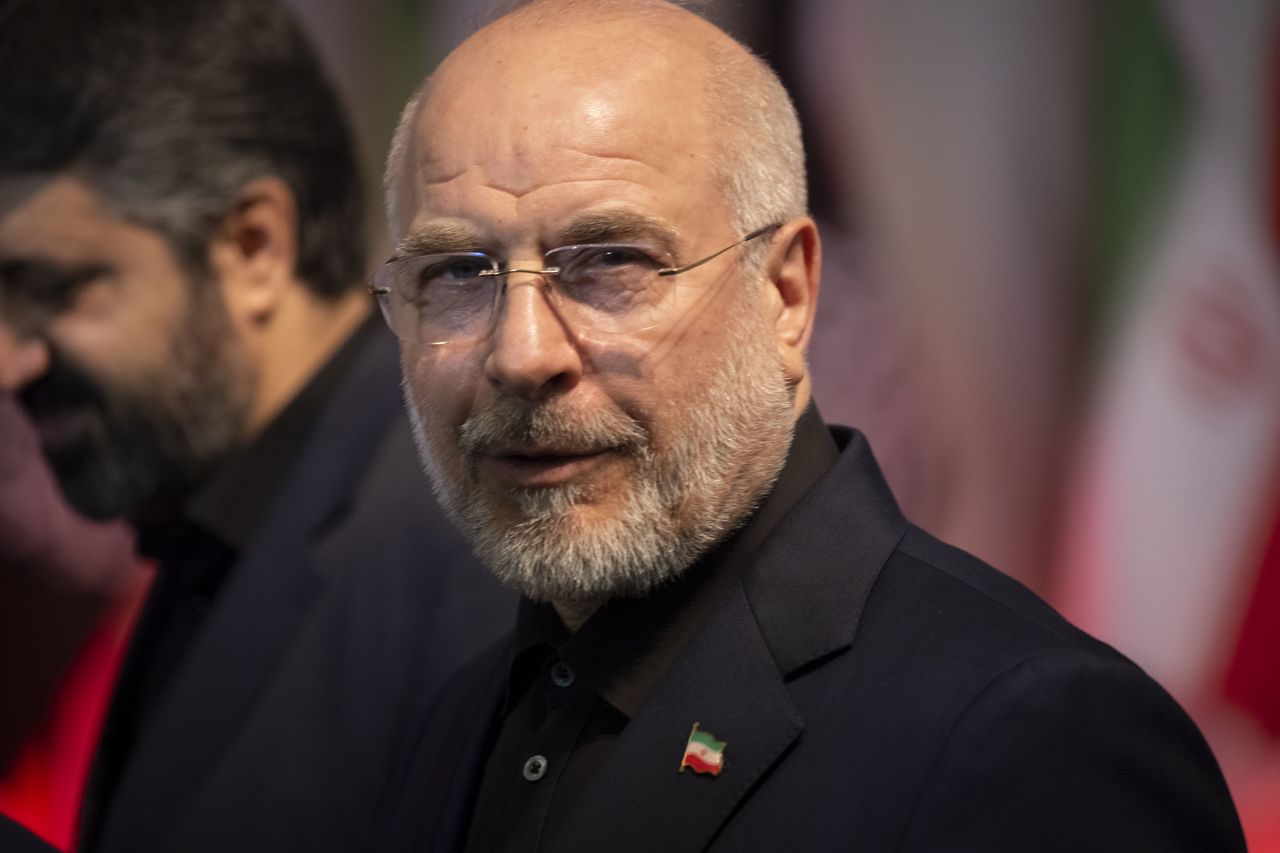 Iranian Parliament Speaker Mohammad Bagher Ghalibaf attends a ceremony in Tehran, Iran, on July 3, 2026.
