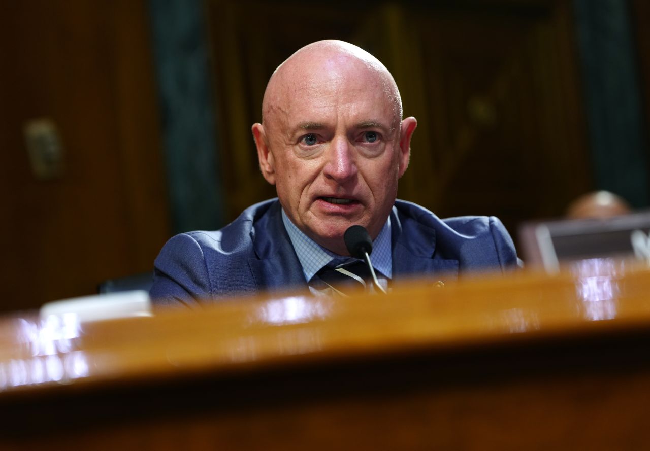 Sen. Mark Kelly attends a hearing at the Senate Intelligence Committee on Capitol Hill in Washington, DC. on July 15.