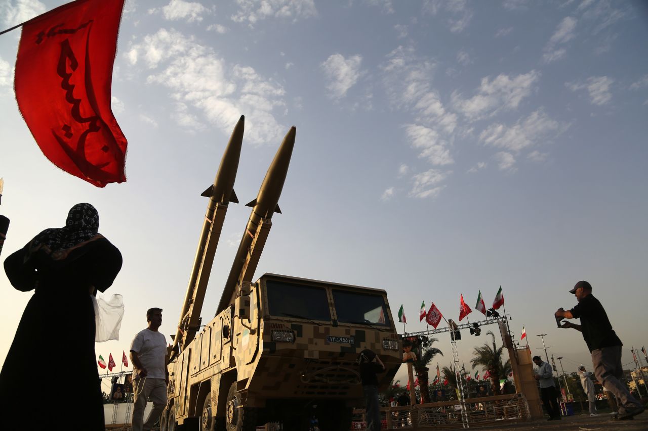Missiles are displayed in Tehran, Iran, on July 24.