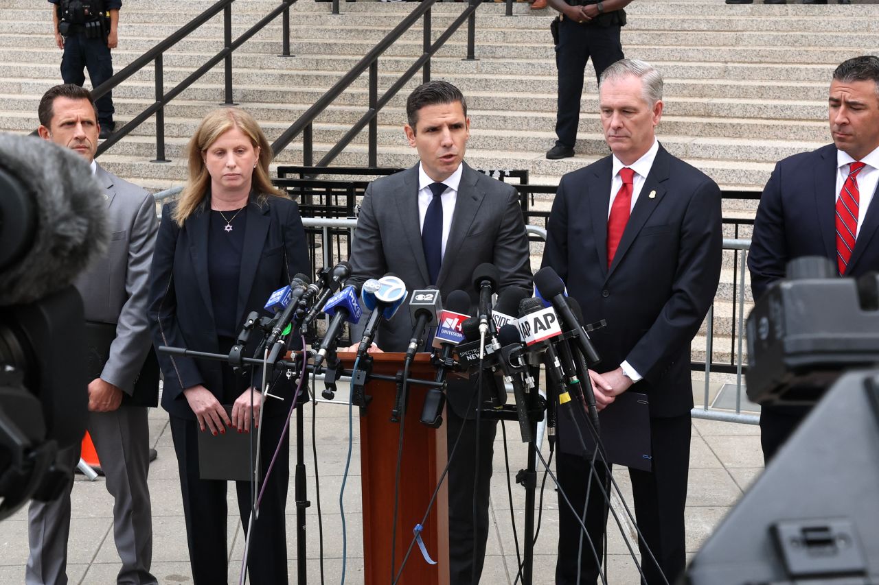 US attorney for the Southern District of New York Jamie Mcdonald speaks during a press conference outside federal court in New York on Friday.
