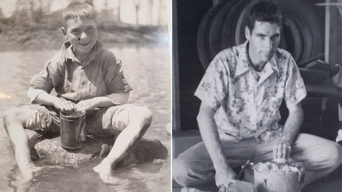 A split image showing Glenn Ward as a child, left, and a young man, right.