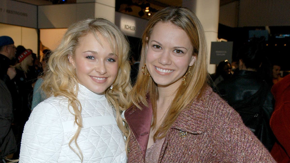 Hayden Panettiere and Bethany Joy Lenz stand together at Bryant Park during fashion week.