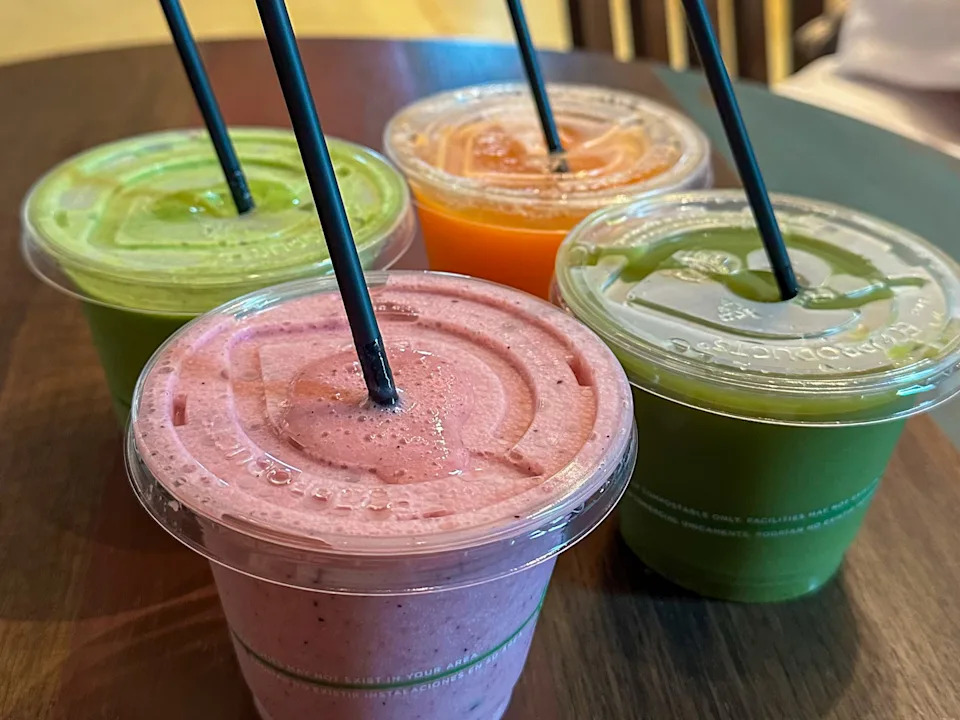 Four colorful juices