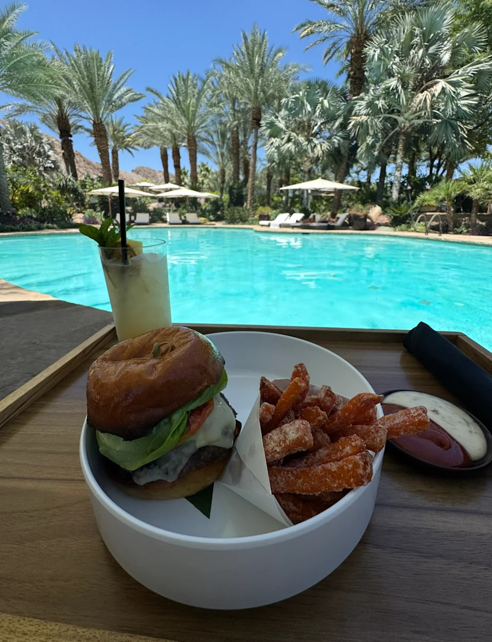 Pool front dining