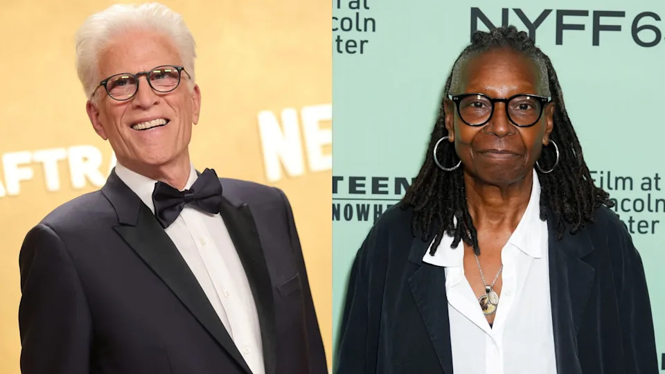 Ted Danson attends the 32nd Annual Actor Awards at Shrine Auditorium and Expo Hall on March 01, 2026 in Los Angeles, California. | Whoopi Goldberg at the "Springsteen: Deliver Me from Nowhere" premiere during the 63rd New York Film Festival at Alice Tully Hall on September 28, 2025 in New York, New York.