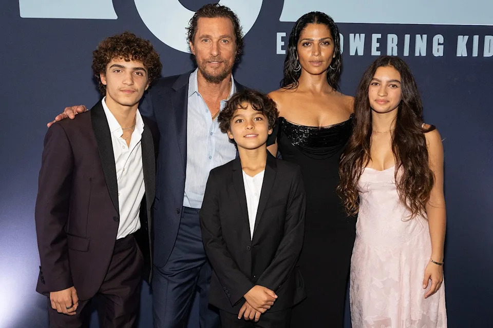 From left: Levi, Matthew, Livingston, Camila and Vida McConaughey in Austin, Texas on April 25, 2024Credit: Rick Kern/Getty