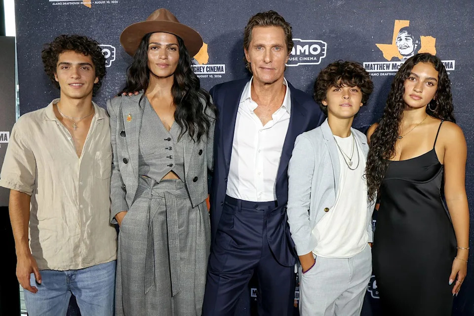 From left: Levi, Camila, Matthew, Livingston and Vida McConaughey at a screening of 'The Rivals of Amziah King' on Aug. 10, 2026Credit: Rick Kern/Getty