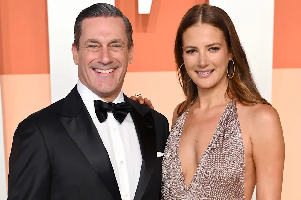 Jon Hamm and Anna Osceola attend the 2025 Vanity Fair Oscar Party hosted by Radhika Jones at the Wallis Annenberg Center for the Performing Arts on March 02, 2025 in Beverly Hills, California.Credit: Karwai Tang/WireImage