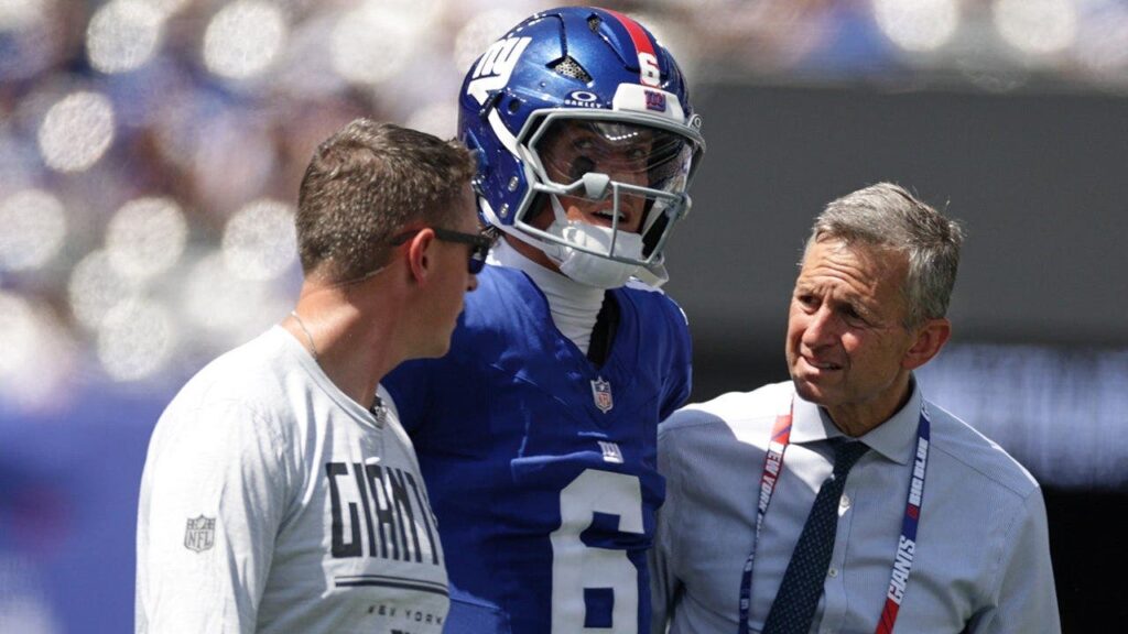 Giants’ Jaxson Dart left ‘puzzled’ after getting taken to blue tent for medical check following crushing hit Giants' Jaxson Dart left 'puzzled' after getting taken to blue tent for medical check following crushing hit