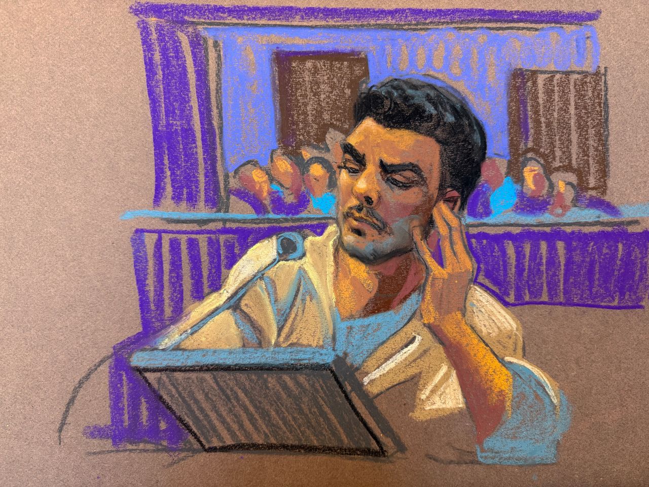 Luigi Mangione appears in court during a federal hearing in New York City on August 14, 2026.