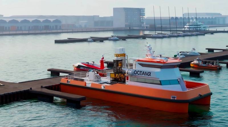 OceanAlpha’s new 24-meter-class V180 USV–ROV system integrates a DP2-enabled offshore USV with a work-class ROV.Image courtesy Ocean Alpha