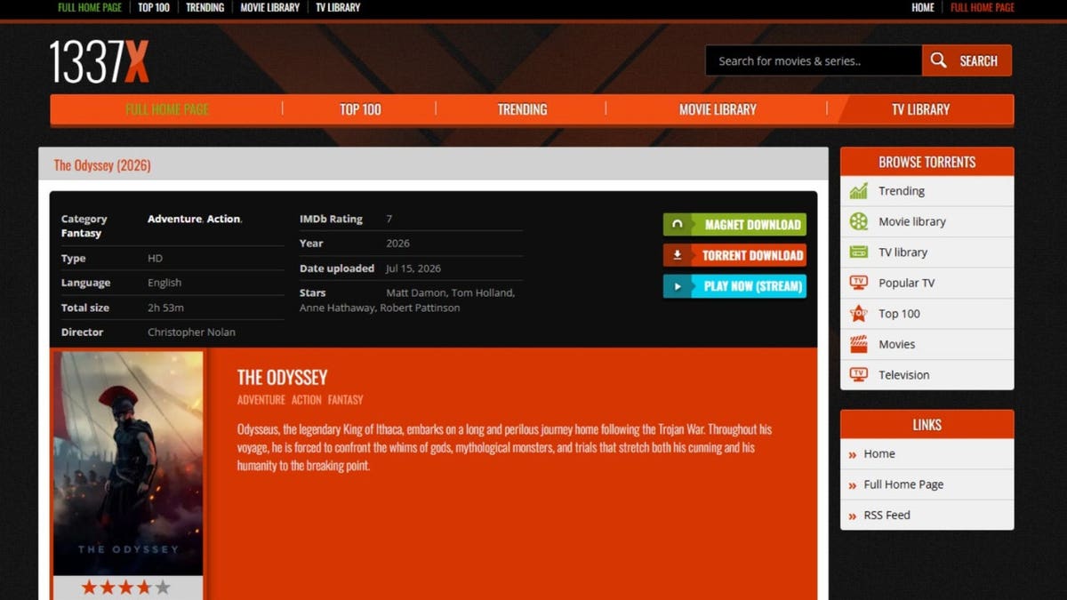 A fake streaming website tempts viewers with free downloads of