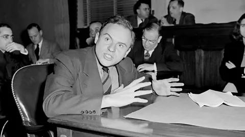 Getty Images A black and white image of Philip Morrison at his 1945 testimony (Credit: Getty Images)