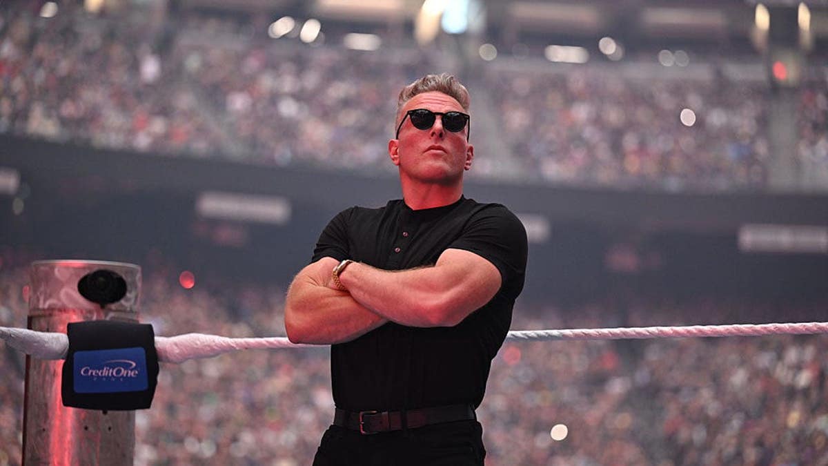 Pat McAfee making his entrance at WrestleMania 42 Night 1 at Allegiant Stadium in Las Vegas