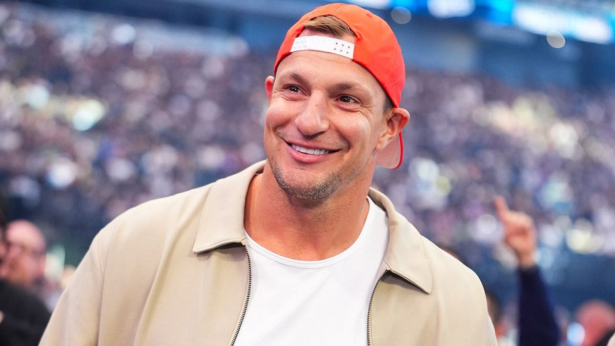 Rob Gronkowski standing in attendance at WrestleMania 42 Night 2 at Allegiant Stadium in Las Vegas
