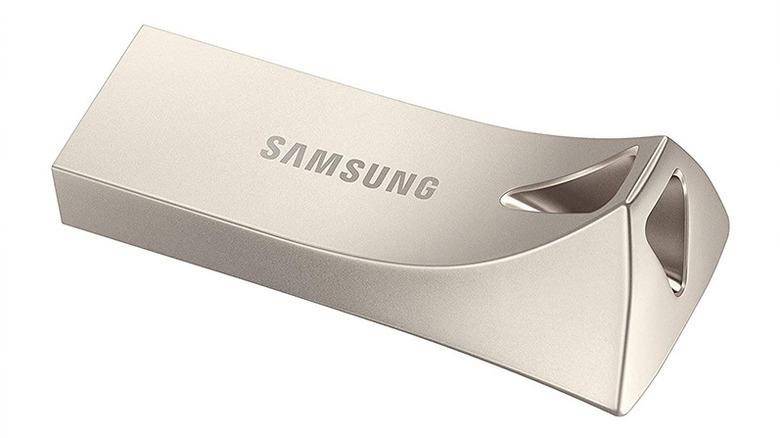 The Samsung Bar Plus USB flash drive on a white background.