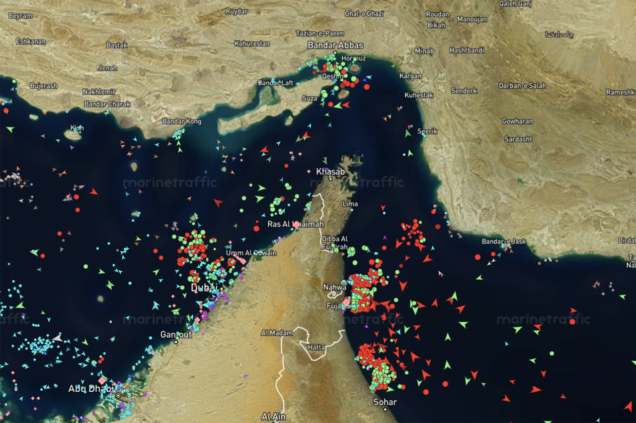 Shipping traffic in the Strait of Hormuz on Tuesday.