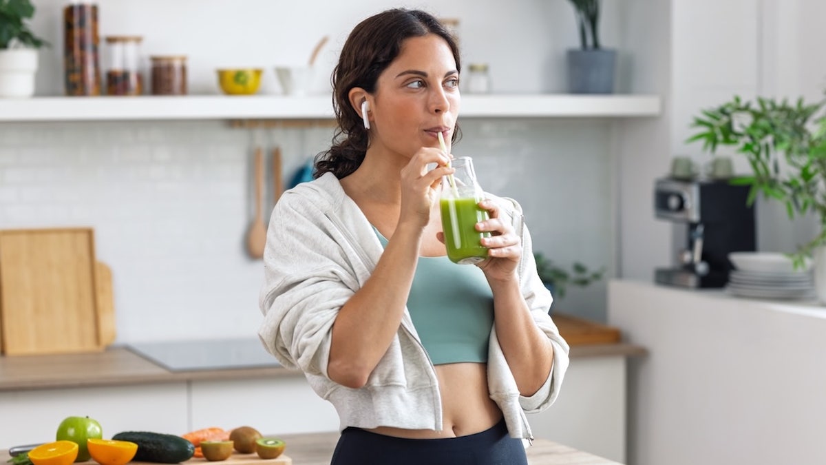 Woman drinking smoothie
